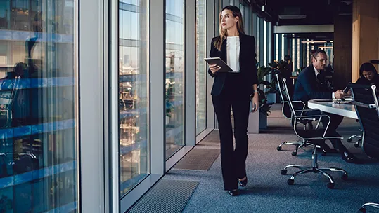 Woman walking at the office