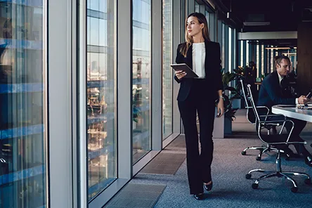 woman walking at the office